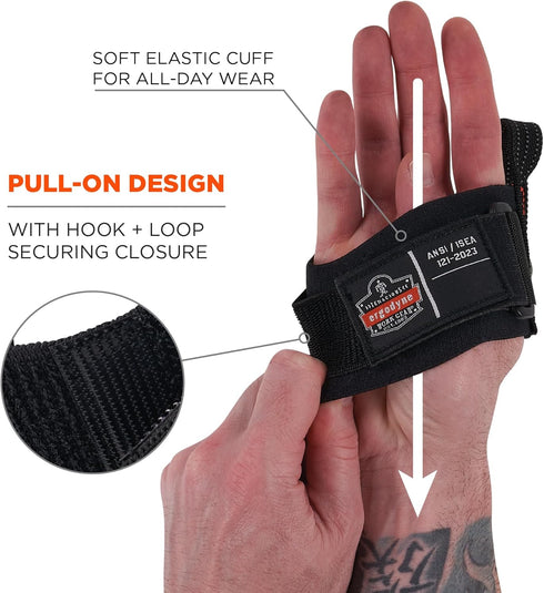 Ergodyne Squids 3114 Pull-On Wrist Tool Lanyard, 3 Pounds, Black with Stainless Steel Carabiner