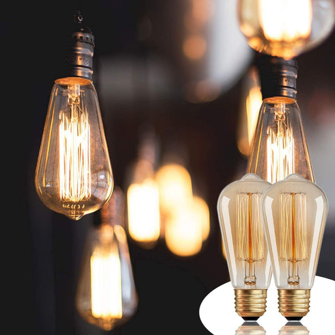 Sevici ST64 Bulbs 2 Pack,Amber Bulbs 110V 40W 240LM,E26 2200K Dimmable Bulb Edison Vintage Incandescent Light Base