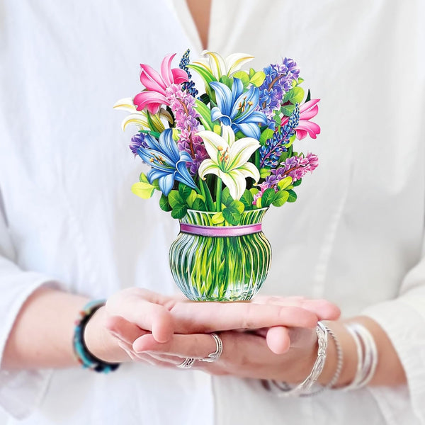 Freshcut Paper Pop Up Cards, Mini Lilies & Lupines, 6 Inch Mini