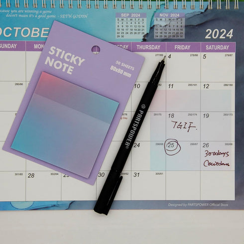 Gradient Transparent Sticky Notes, 8x8 cm See Through for Annotating, 50 Sheets/Pad, 4 Pads