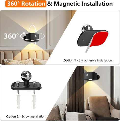 Deyagoo Dimmable 3000K 3 Closet, Rechargeable Motion Sensor Wall Light, Wireless Wall Sconce - Magnetic Base, Warm