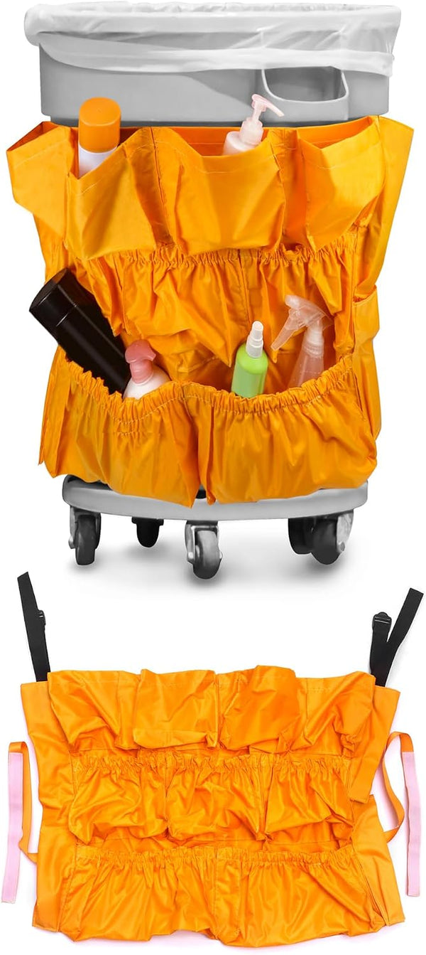 QWORK Trash Can Caddy Bag, 2 Pack 10 Pockets Commercial Cleaning Caddy