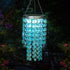 LEWIS&WAYNE 21 Hanging Solar Crystal Chandelier Outdoor, Modern Solar Blue Acrylic Beaded Lantern with Cool White LED S