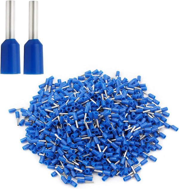 XHF 1000 PCS AWG 22/0.5mm² Wire Ferrules, Insulated Copper Crimp Connectors, Blue