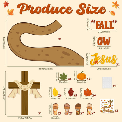 BeYumi 70Pcs Christian Bulletin Board Set - Fall Leaves, Pumpkin, Cross Cutouts for Sunday School Decor