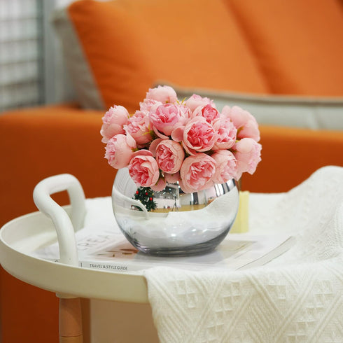 SNDEC Cubicle Accessories | 6'' Glass Candy Dish Desk Mirror | Home Office Aesthetic Table Vases