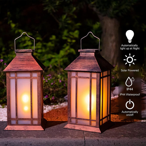 2 Pack Afirst Solar Lantern Outdoor, Hanging Lights Decorative Outdoor Lighting Waterproof Umbrella Lights for Patio