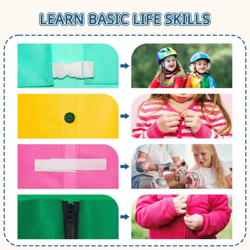 Lerdots Learning to Dress Busy Boards, Shoe Tying Practice for Kids, Basic Life Skills Toys Learn to Button, Buckle
