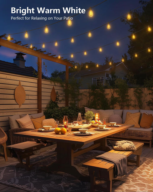 37FT 10+1 Bulbs, Dimmable 3 Commercial Brightown Solar String Lights Outdoor Waterproof with Remote, LED Shatterproof