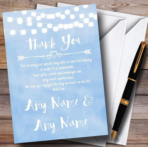 The Card Zoo Powder Blue Lights Watercolour Personalized Wedding Thank You Cards