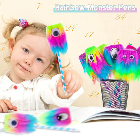 Yexiya 28 Pieces Rainbow Fun Pens for Kids, Fluffy Novelty Pens for Party Favors & School Supplies