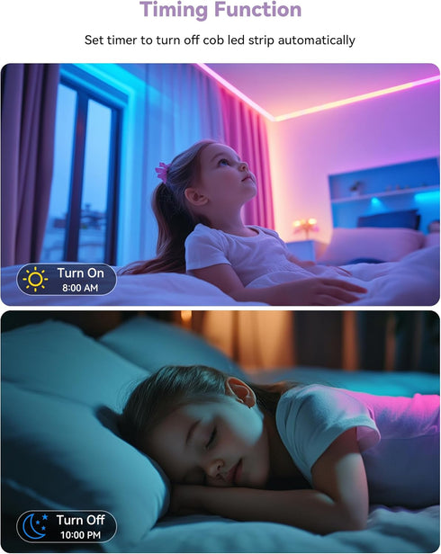5V Light,9.84ft/3m MIWISE USB RGB COB LED Strip Tape Lights,RF & App Control,Music Sync,Ultra Bright Color Changing