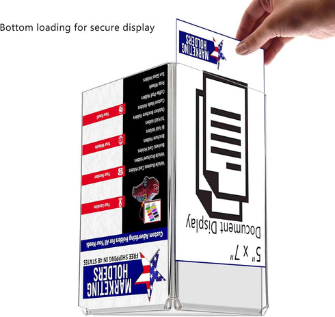 Marketing Holders 3 5 7 Inch Sided Sign Holder Multi Panel Menu Ad Display Frame Each Side Holds x Flier Table Tent