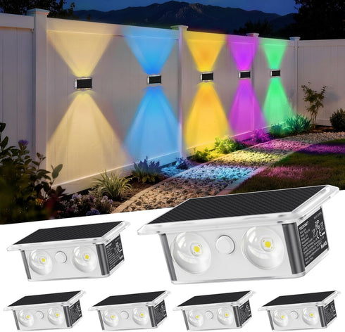TECKNET Solar Fence Lights, Up Down Lights & 200Wide Lighting, 8 Modes