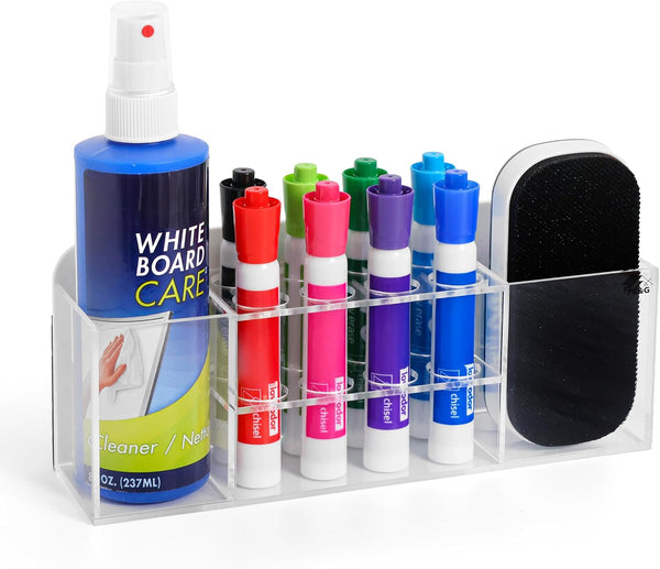 Strong Magnetic Dry Erase Marker Holder for Whiteboard, 8-Slot Acrylic Pen Organizer