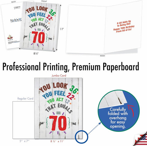 NobleWorks 70th Birthday Greeting Card - Jumbo (8.5 x 11 Inch) Fun Card for Milestone Birthdays