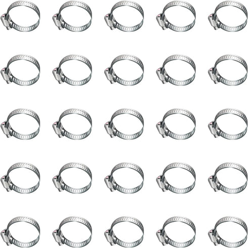 30pcs Adjustable Worm Gear Hose Clamp, Stainless Steel Pipe Clamps for Water Pipe, Plumbing, Fuel Line