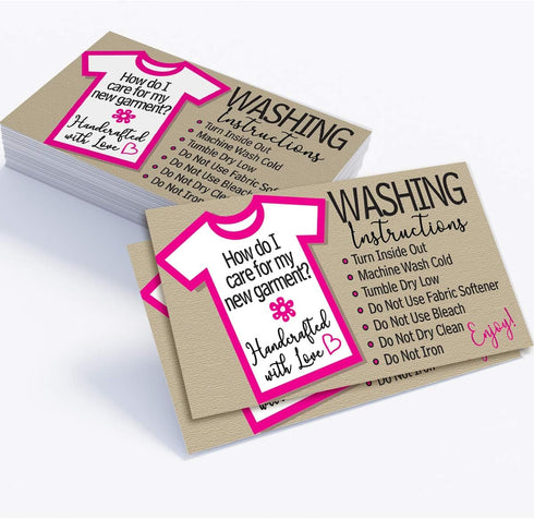 Business Cards - Washing Instructions - 3.5" x 2" Standard - Set of 50 Blank Minimalist Stationery Cards