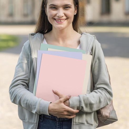 GNL Heavy Duty Plastic Folders with Pockets, 10 Pack, Muted Pastel Colors, Letter Size for School and Office
