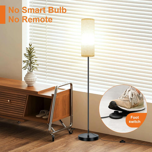 Bulb/No FRIDEKO HOME Floor Lamp with Beige Shade, Simple Design with Foot Pedal Switch, Small Tall Lamps for Living
