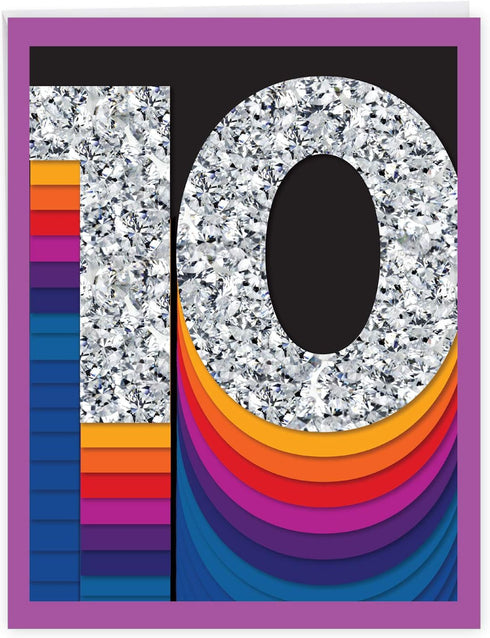 The Best Card Company Jumbo 10th Milestone Anniversary Congratulations Notecard w/Envelope, 8.5 x 11