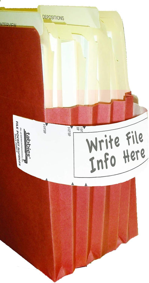 Tabbies File Pocket Handles, 9.63 X 2, White, 12 Sheets/Pack, 4/Sheet