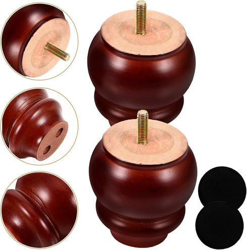 2pcs 8cm Homoyoyo Small Solid Wood Furniture Legs with Screw Thread, Wooden Sofa and Cabinet Feet Replacement
