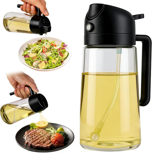ICEMAO 16oz/470ml Glass Olive Oil Sprayer for Air Fryer, 2 in 1 Spray