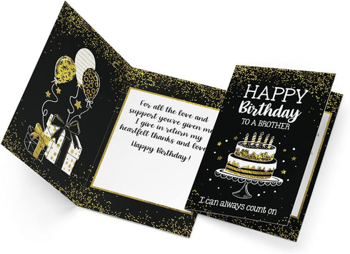 Prime Greetings Brother Birthday Card, Eco-Friendly Thick Card Stock with Premium Envelope, 5in x 7.75in