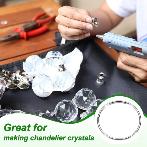 300pcs 16mm 304 MECCANIXITY Mini Split Rings, Stainless Steel Jump Ring Small Round Ring Clips Crystals Suncatcher