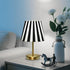 Dimmable ALAZA Table Lamp for Bedroom Nightstand White Black Stripe Bedside Lamp with USB Port Fabric Shade Desk Lamps