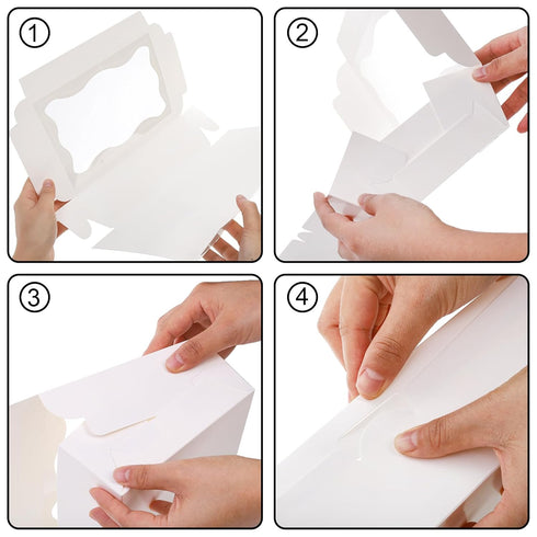 ZEAYEA 50 Pcs Chocolate Strawberry Boxes, 12.5" x 5.5" x 2.5" White Bakery Boxes with Window