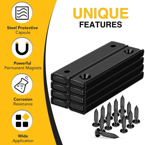 8Pack, 2.36" 0.53" 0.20" 80LBS Countersunk DIYMAG Strong Neodymium Rectangular Magnets x x Pulling Force Hole Magnet
