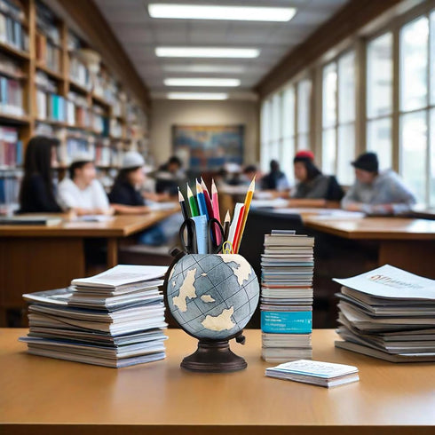 MUAMAX Globe Pen Pencil Holder for Desk, Desktop Organizer Pencil Cup Pot Accessories for Home Office School