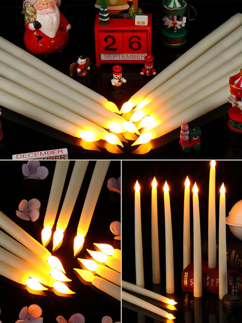 24 Decoration(Basic,11 Inch,Ivory) Treela Pcs Flameless Taper Candles Battery Operated Bulk Fake Candles Light LED