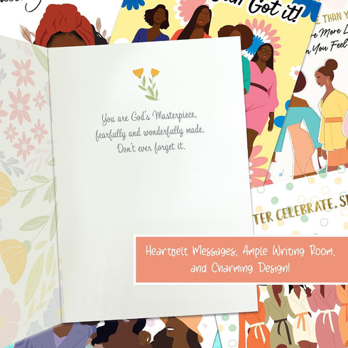 Set 18 African American Greeting Cards Assortment Box of Cards with Envelopes Black Birthday Cards, Encouragement
