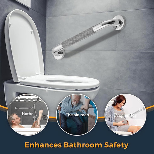 PAUANI 1/2 Rail(2PCS,30cm) Pcs Wall Mounted Grab Bar Rail - Anti-Slip Bathroom Shower Grab Bars Stainless Steel Safety