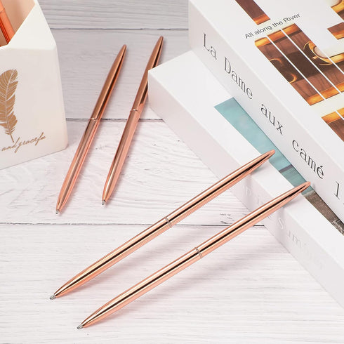 Outus 30 Pcs Rose Gold Ballpoint Pens, Slim Metallic Retractable Lightweight Pens Set for Wedding Guest Book Gift