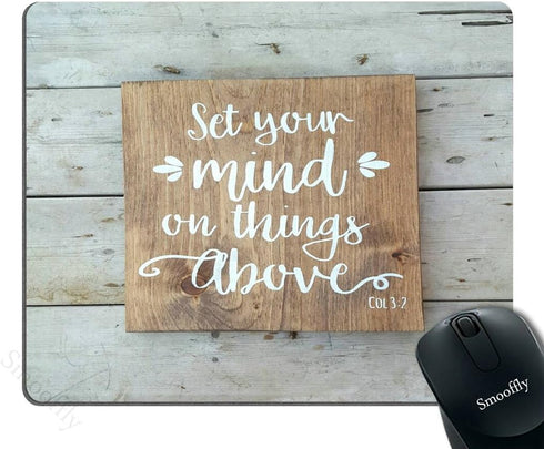 Smooffly Custom Gaming Mouse Pad, Bible Verse Wood Signs, Personalized Design Non-Slip Rubber