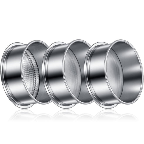 3 Pcs 304 Stainless Lab Sieves, 200 Mesh, 80 Mesh, 10 Mesh Aperture Test Sieve, 4 Inch Diameter Economy Test Sieve