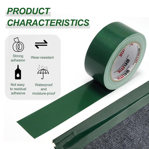 WELSTIK Professional Grade Dark Green Duct Tape, Waterproof Duct Cloth Fabric for Repairs, DIY, Indoor Outdoor Use