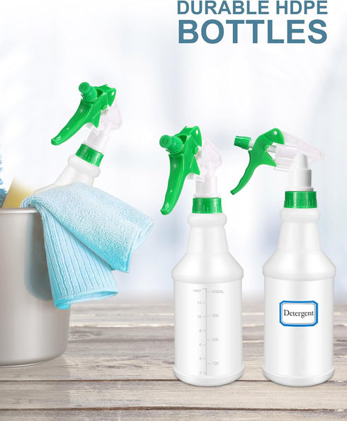 Eccliy 20 Pack 16 Oz Empty Spray Bottles with Measurements, Adjustable Nozzle, Leak Proof for Cleaning Solutions (Green)