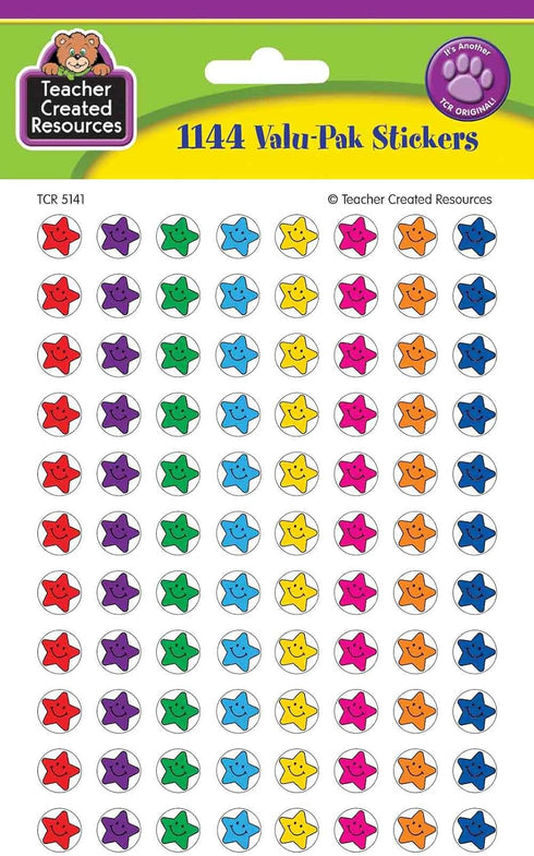 Teacher Created Resources Mini Stickers Valu Pack, Smiley Stars (5141)