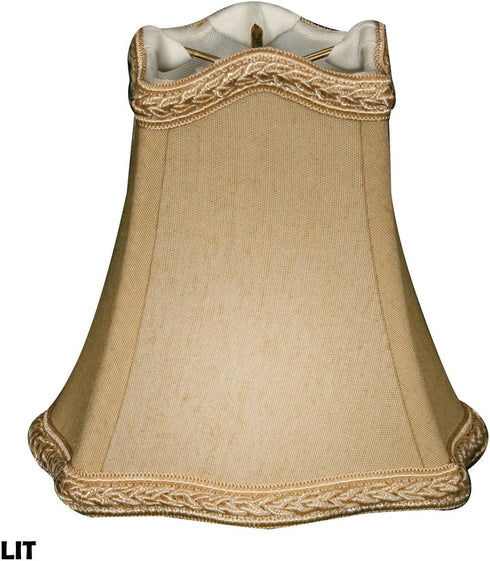 CS-508AGL 2.5 5 4.5, Royal Designs, Inc. Fancy Square Bell Chandelier Shade with Decorative Trim, x x Antique Gold