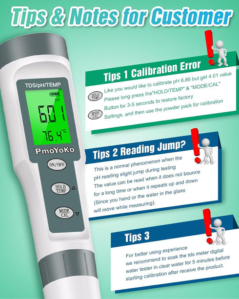 3-in-1 0.01 0-14 pH Meter, TDS Meter Digital Water Tester with High Precision, Water Tester for Drinking Water with pH