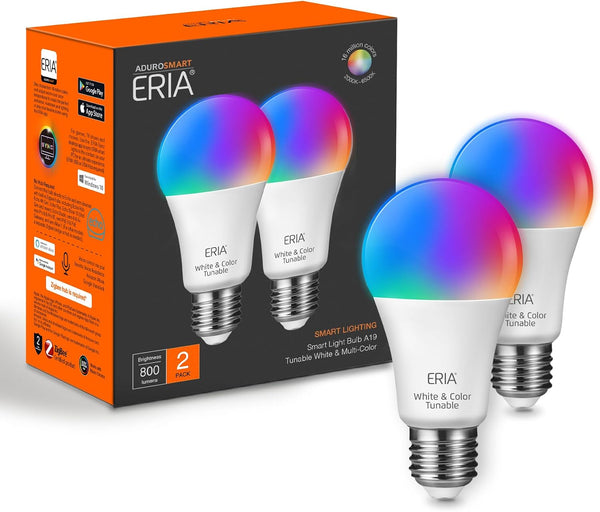 ERIA Colors and White A19 Dimmable CRI 90+ Smart Bulb Works with