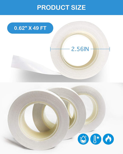 Wapodeai 3pcs Professional White Electrical Tape, 0.62 in X 50 ft, Flame Retardant High Temperature Resistance