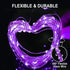 2 Pack 33ft 100 8 JMEXSUSS Solar Fairy Lights Outdoor, LED Purple Christmas Lights, Waterproof Modes Purple Solar Light