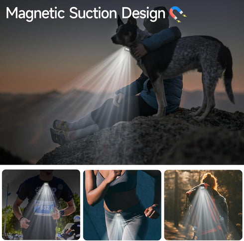 6 1Pack-Black Clip on Running Lights,Rechargeable Night Light with Strong Magnet Reflective, LED Running Lights