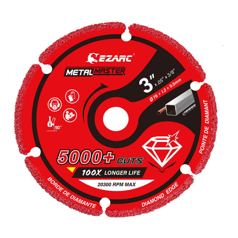 EZARC Diamond Cutting Wheel 3 x 3/8 Inch for Metal, Cut Off Wheel with 5000+ Cuts on Rebar, Steel, Iron, INOX